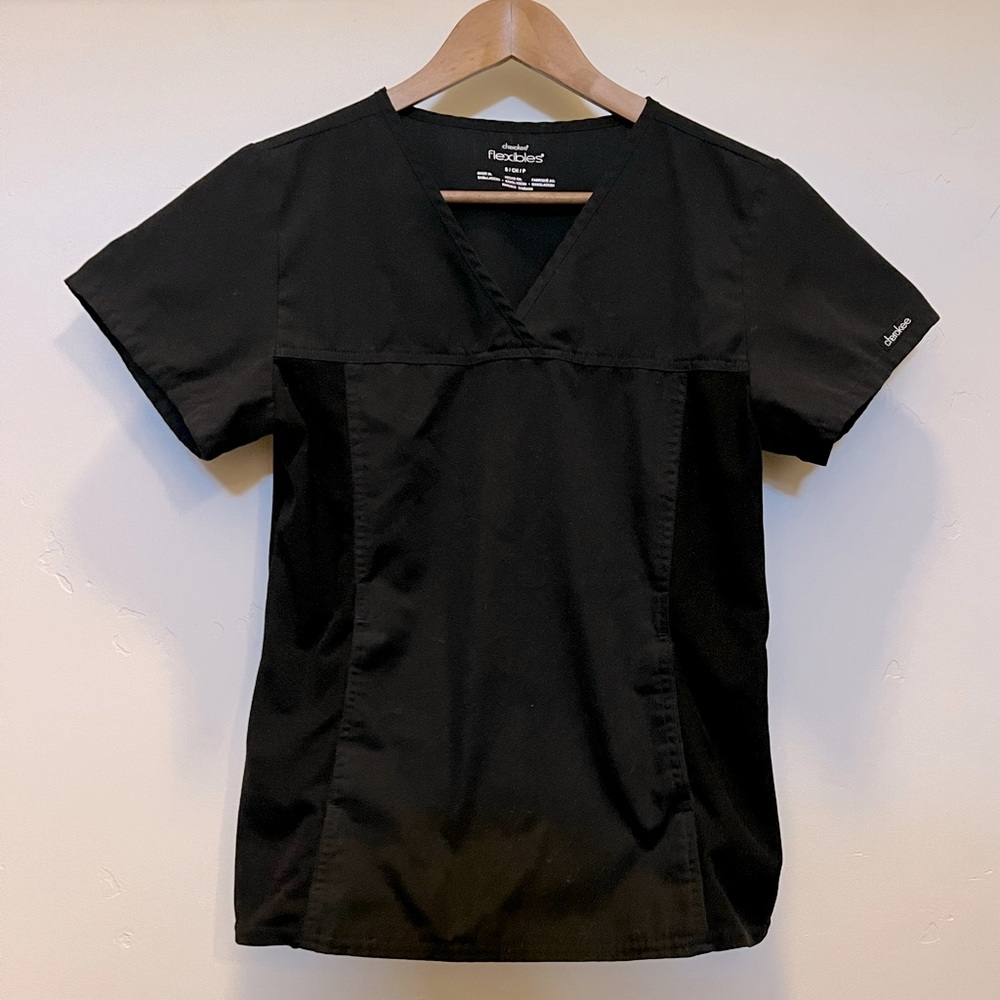 Cherokee Flexibles Small Black Scrub Top